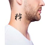 Simple one word Kanji Tattoo for Guys Side Neck