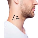 Simple Word with deep meaning Tattoo for guys, side neck