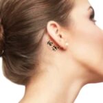 simple word tattoo behind Ear Family in Japanese Kanji Symbol