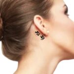 simple word tattoo behind Ear Family in Japanese Kanji Symbol