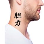 Japanese Kanji tattoo idea for guys Grit on Side Neck