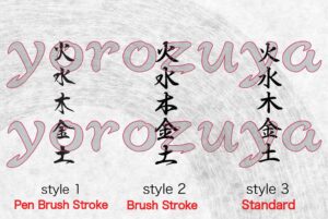 5 elements of nature in Japanese Kanji Symbols for Tattoo